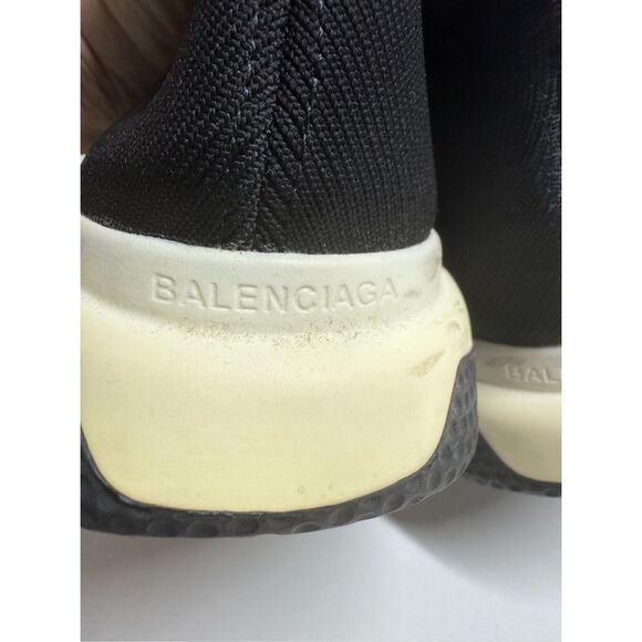 BALENCIAGA Speed Trainer Sneakers Black White Size 8 See Description - Picture 3 of 16